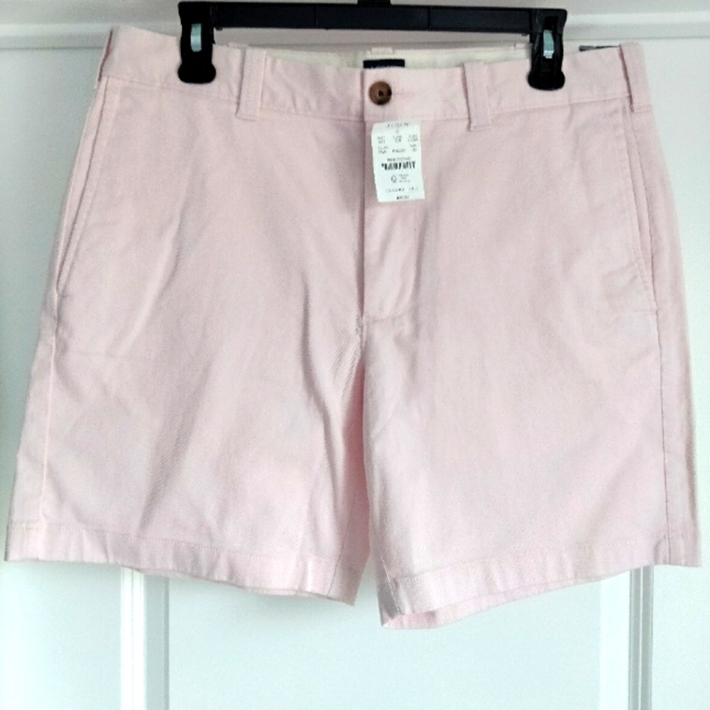 NWT 40 J.Crew Factory 7" Pale Pink Chino Khaki Bermuda Flat Front Shorts NEW